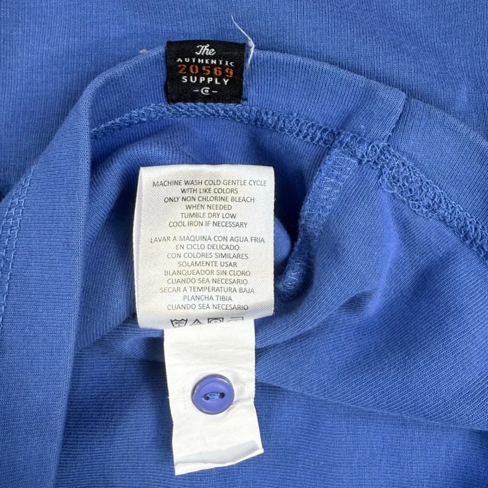 Copper & Oak Supply Mens Long‎ Sleeve Henley Shirt Blue Size L Distressed Edges
